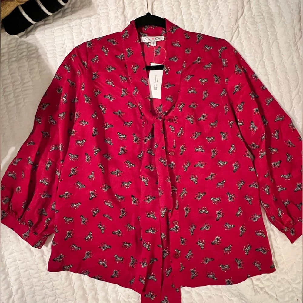 Joy joy red zebra pattern top
